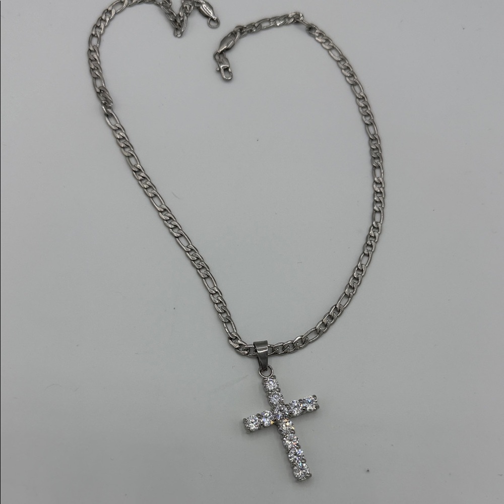 Elegant Silver Cross Pendant Necklace